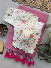 Traditional Light Pink  Handloom Khadi Cotton Saree with Blouse Attached